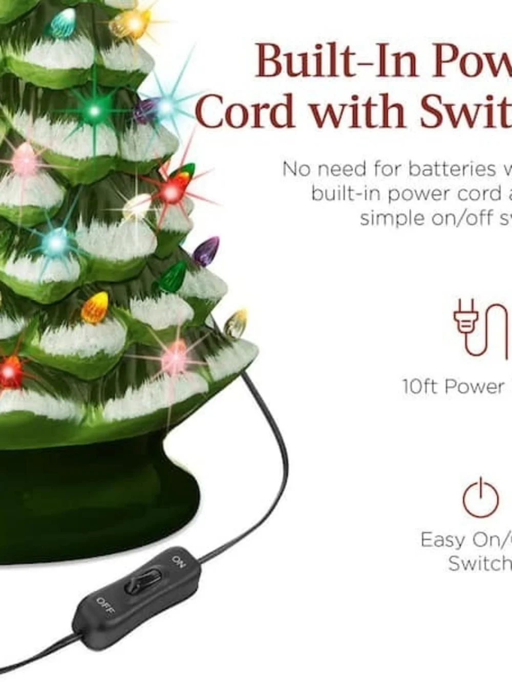 Green Lighted Ceramic Christmas Tree with Multicolor Bulbs